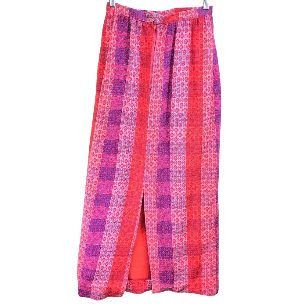 Vintage Brattle Square Multicolor Women's 70s Boho Checkered Maxi Skirt‎ Size 10 - Picture 2 of 8